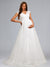 A-Line/Princess V-Neck Long Tulle Luxurious Baby Shower Wedding Dresses with Appliques