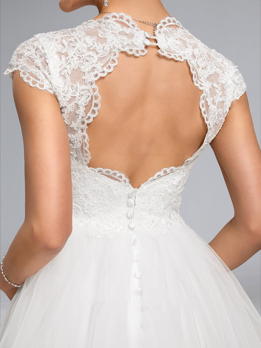 A-Line/Princess V-Neck Long Tulle Luxurious Maternity Wedding Dresses with Appliques