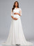 A-Line/Princess Scoop 3/4 Sleeves Chiffon Baby Shower Wedding Dresses with Lace Appliques