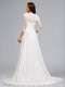 A-Line/Princess Scoop 3/4 Sleeves Chiffon Maternity Wedding Dresses with Lace Appliques