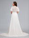 A-Line/Princess V-Neck Short Sleeves Maternity Wedding Dresses with Embroidery Appliques