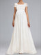 A-Line/Princess Square Neck Short Sleeves Long Appliques Maternity Wedding Dresses