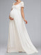 A-Line/Princess Sweetheart Short Sleeves Ruched Maternity Wedding Dresses with Appliques