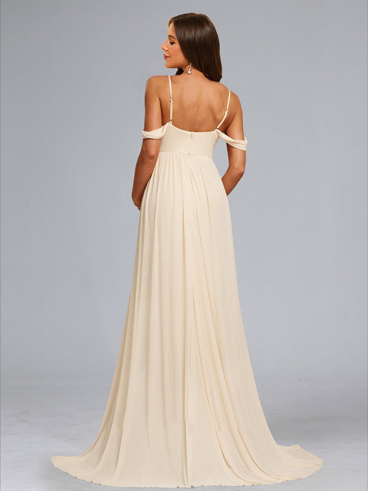 A-Line/Princess Cold Shoulder Floor-Length Maternity Wedding Dresses