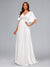 A-Line/Princess V-Neck Ruched Flutter Sleeves Long Baby Shower Wedding Dresses with Ruffles