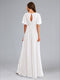 A-Line/Princess V-Neck Ruched Flutter Sleeves Long Maternity Wedding Dresses with Ruffles