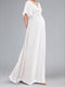 A-Line/Princess V-Neck Ruched Flutter Sleeves Long Maternity Wedding Dresses with Ruffles