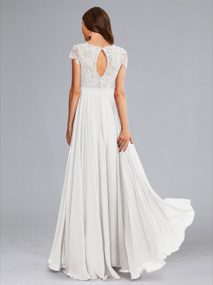 A-Line/Princess Scoop Lace Floor-Length Maternity Wedding Dresses with Appliques