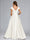 A-Line/Princess V-Neck Cap Sleeves Luxurious Maternity Wedding Dresses with Split Side