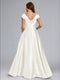A-Line/Princess V-Neck Cap Sleeves Luxurious Maternity Wedding Dresses with Split Side