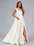 A-Line/Princess Square Neck Sleeveless Long Baby Shower Wedding Dresses with Split Side