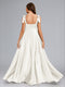 A-Line/Princess Square Neck Sleeveless Long Maternity Wedding Dresses with Split Side
