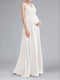 A-Line/Princess Ruched V-Neck Sleeveless Floor-Length Maternity Wedding Dresses with Pleats