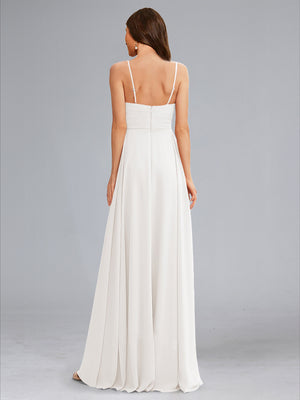 A-Line/Princess Spaghetti Straps Sleeveless Ruched Chiffon Baby Shower Wedding Dresses