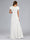 A-Line/Princess V-Neck Short Sleeves Ruched Floor-Length Maternity Wedding Dresses