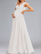 A-Line/Princess Chiffon Sleeveless Ruched Floor-Length Maternity Wedding Dresses with Ruffles