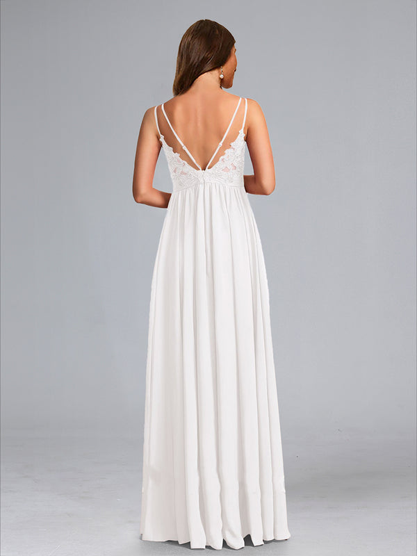 A-Line/Princess Spaghetti Straps V-Neck Ruched Baby Shower Wedding Dresses with Pleats & Appliques