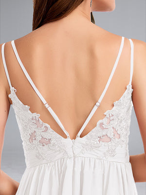 A-Line/Princess Spaghetti Straps V-Neck Ruched Baby Shower Wedding Dresses with Pleats & Appliques