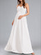 A-Line/Princess Spaghetti Straps V-Neck Ruched Maternity Wedding Dresses with Pleats & Appliques