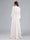 A-Line V-Neck Long Sleeves Floor-Length Maternity Wedding Dresses with Sash & Split Side
