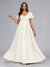 A-Line/Princess V-Neck Short Sleeves Bow Baby Shower Wedding Dresses with Ruffles