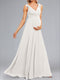 A-Line/Princess Sleeveless Long Chiffon Maternity Wedding Dresses with Bow & Pleats