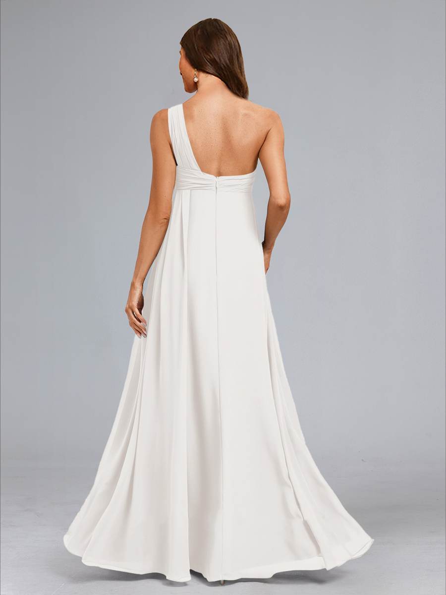 A-Line/Princess One-Shoulder Sleeveless Ruched Maternity Wedding Dresses with Ruffles