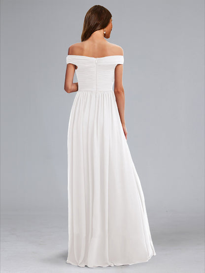 A-Line/Princess Off-the-Shoulder Sleeveless Ruched Formal Maternity Dresses