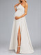 A-Line/Princess One-Shoulder Ruched Long Chiffon Maternity Wedding Dresses with Split Side