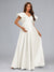 A-Line/Princess V-Neck Short Sleeves Long Elegant Baby Shower Wedding Dresses with Ruffles