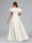 A-Line/Princess V-Neck Short Sleeves Long Elegant Maternity Wedding Dresses with Ruffles