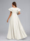 A-Line/Princess V-Neck Short Sleeves Long Elegant Maternity Wedding Dresses with Ruffles