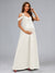 A-Line/Princess Cold Shoulder Floor-Length Baby Shower Wedding Dresses with Button