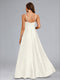 A-Line Cowl Spaghetti Straps Long Wedding Minimalist Maternity Wedding Dresses
