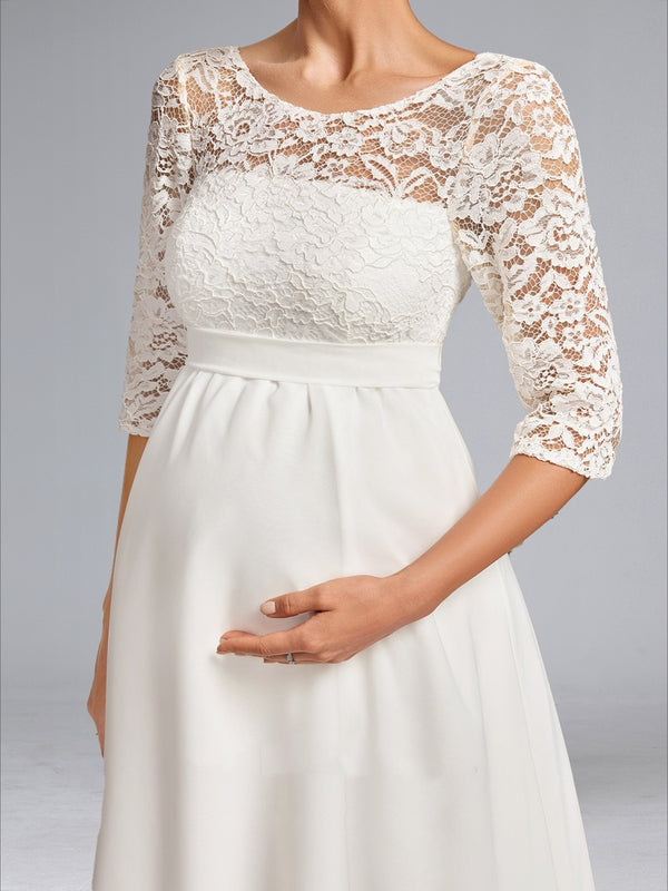 A-Line/Princess Scoop Neck Knee-Length Chiffon Baby Shower Wedding Dresses with Bow