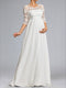 A-Line/Princess Scoop Neck Floor-Length Chiffon Maternity Wedding Dresses with Lace