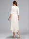 A-Line/Princess V-Neck 3/4 Sleeves Tea-Length Lace Maternity Wedding Dresses with Bowknot