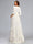 A-Line/Princess V-Neck 3/4 Sleeves Floor-Length Lace Maternity Wedding Dresses with Bowknot