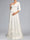 A-Line/Princess V-Neck 3/4 Sleeves Floor-Length Lace Maternity Wedding Dresses with Bowknot