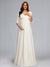 A-Line/Princess V-Neck 3/4 Sleeves Floor-Length Baby Shower Wedding Dresses with Bowknot