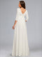 A-Line/Princess V-Neck 3/4 Sleeves Floor-Length Maternity Wedding Dresses with Bowknot