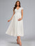 A-Line/Princess V-Neck Tea-Length Chiffon Pleated Baby Shower Wedding Dresses with Lace