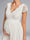 A-Line/Princess V-Neck Tea-Length Chiffon Pleated Maternity Wedding Dresses with Lace