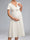 A-Line/Princess V-Neck Tea-Length Short Sleeves Pleated Maternity Wedding Dresses with Sash