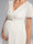 A-Line/Princess V-Neck Tea-Length Short Sleeves Pleated Maternity Wedding Dresses with Sash