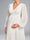 A-Line/Princess V-Neck Tea-Length Long Sleeves Chiffon Maternity Wedding Dresses with Bowknot