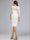 Sheath/Cloumn Scoop Neck Tea-Length Long Sleeves Lace Maternity Wedding Dresses with Bowknot