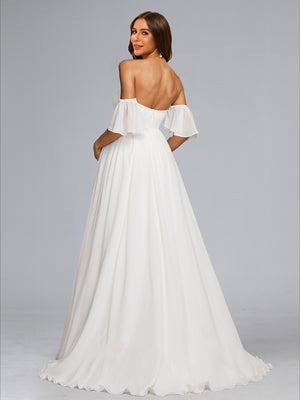 A-Line/Princess Strapless Sweep Train Chiffon Baby Shower Wedding Dresses