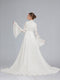 Trumpet/Mermaid High Neck Lace Sweep Train Long Sleeves Maternity Wedding Dresses with Waist Cape