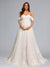 A-Line/Princess Off-the-Shoulder Tulle Sweep Train Baby Shower Wedding Dresses with Appliques